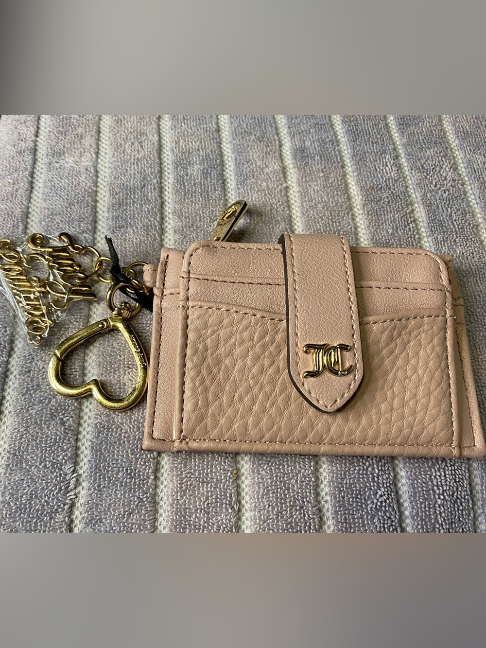 NWT Juicy Couture Keychain Card Case Wallet - Dusty Blush Pink & Gold
